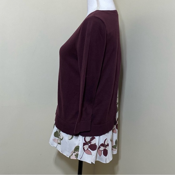 Loft Outlet || Woman’s Purple Mixed Print Floral Sweater Top size SP - Picture 2 of 6